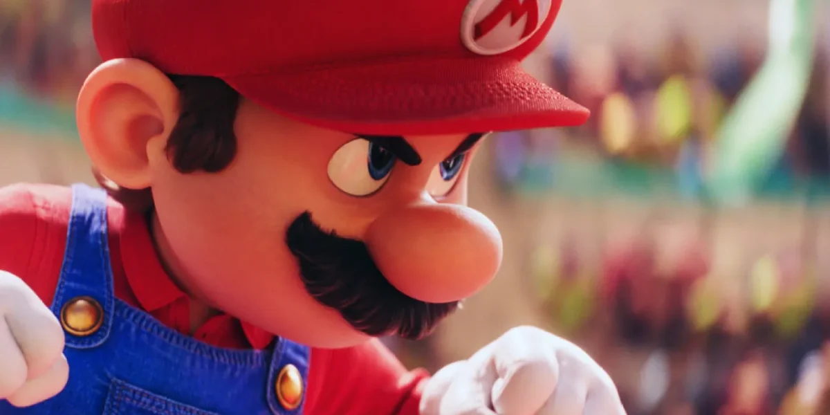 Póster de la película “The Super Mario Galaxy Movie” con Mario y sus amigos en el espacio.