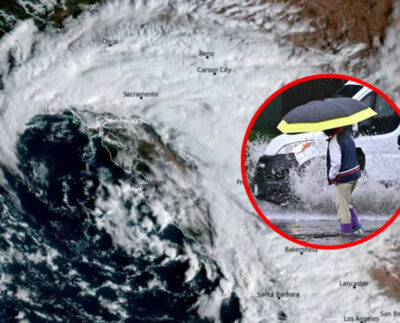 Mapa de Norteamérica con áreas marcadas que representan las alertas meteorológicas por tormentas y lluvias.